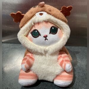 🐿️🐱NWOT 18.5cm Mofusand Cat Brown Cream Squirrel Costume Soft Plush Keychain